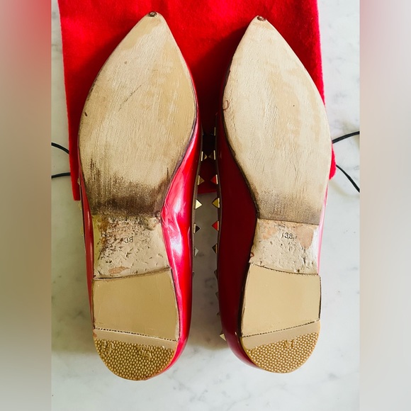 Valentino Garavani Rockstud red patent leather with studs pointed flats … - Picture 10 of 10